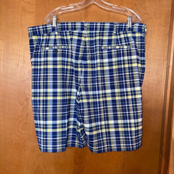 Jack Nicklaus Plaid Golf Shorts Size 40 Blue/Yellow Adjustable Waist - Picture 7 of 7